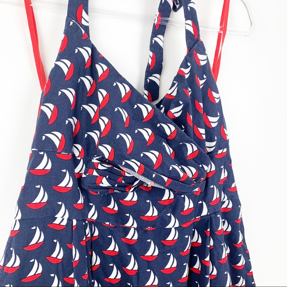 Anthropologie Nautical Sailboat Halter Dress in Navy, Red, White - Picture 6 of 10